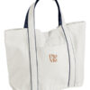 Pip & Me Heavyweight Medium Pocket Tote Bag - Soft White / French Navy