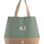 Pip & Me Canvas Jute Pastel Beach Tote - Dusty Green/​Natural