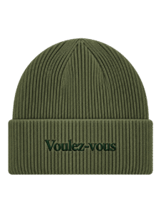 Pip & Me Deep Cuff Ribbed Slogan Beanie - Olive