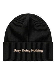 Pip & Me Deep Cuff Ribbed Slogan Beanie - Black