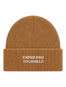 Pip & Me Deep Cuff Ribbed Slogan Beanie - Biscuit
