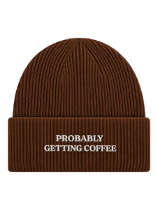 Pip & Me Deep Cuff Ribbed Slogan Beanie - Walnut